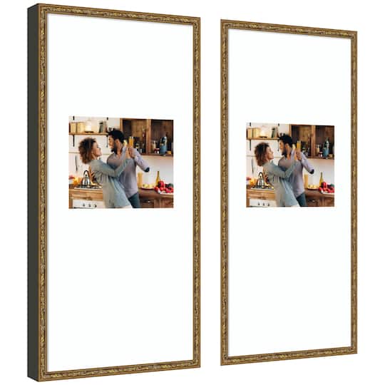 Kate and Laurel Belmont Gallery 14" x 30" Brown Picture Wood Frames 10" x 8" with Mat, 2ct.